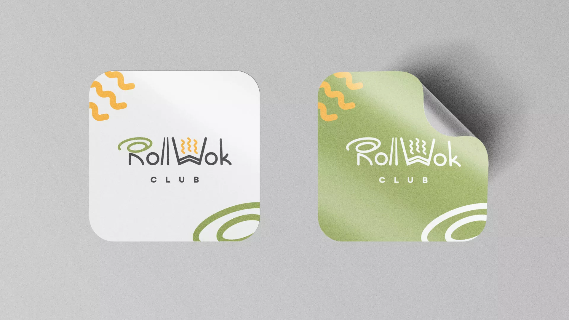Разработка логотипа и фирменного стиля суши-бара «Roll Wok Club» в Белоозёрском